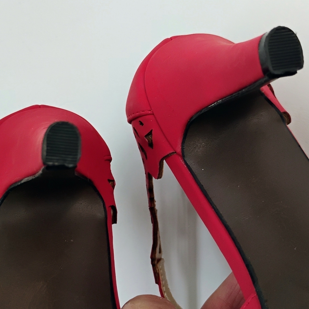Beacon Red Stiletto Strappy Heels 3.75" Women's Sz 7 M Pointed Toe NOWT - Picture 12 of 14